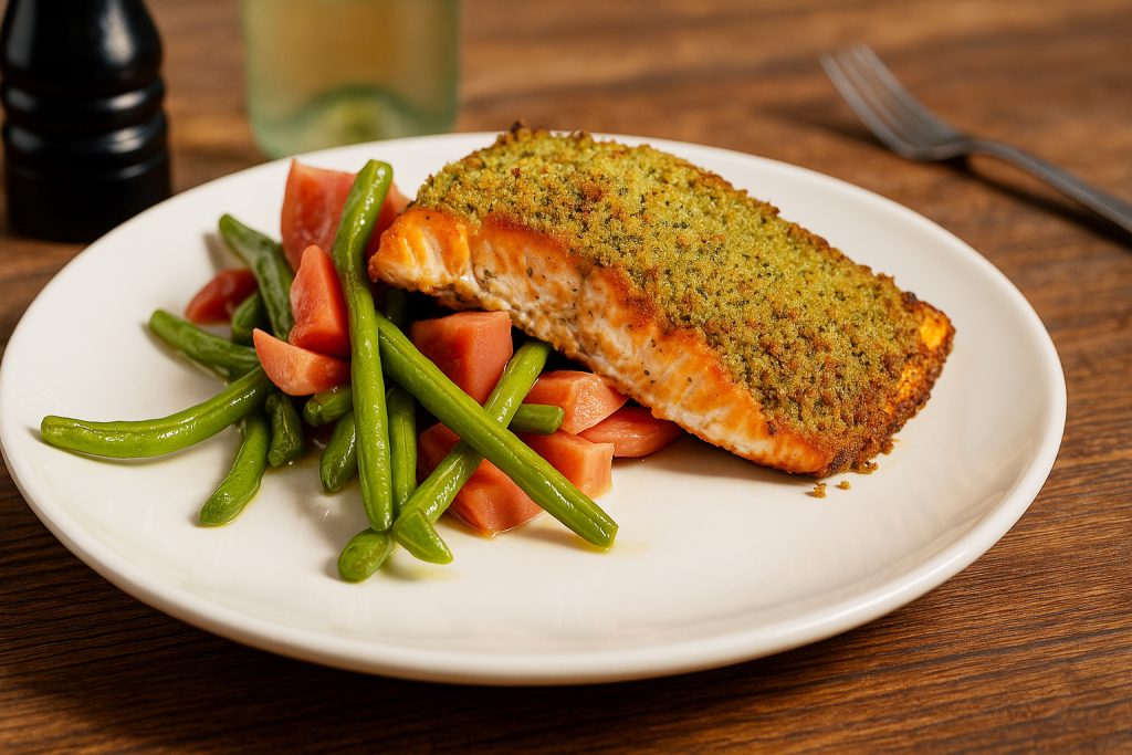 Herb & hazelnut-crusted salmon fillet